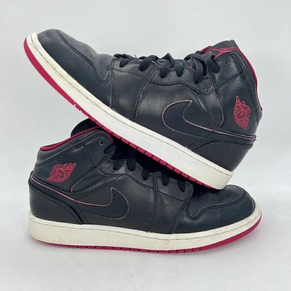 Nike Air Jordan 1 Retro Lance Mountain Bred Black Red Youth Shoes 554725-028 7Y